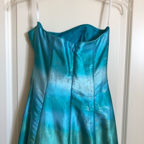 Prom dress turquoise sparkle tulle NWT junior Sz 3-4 - Picture 5 of 7